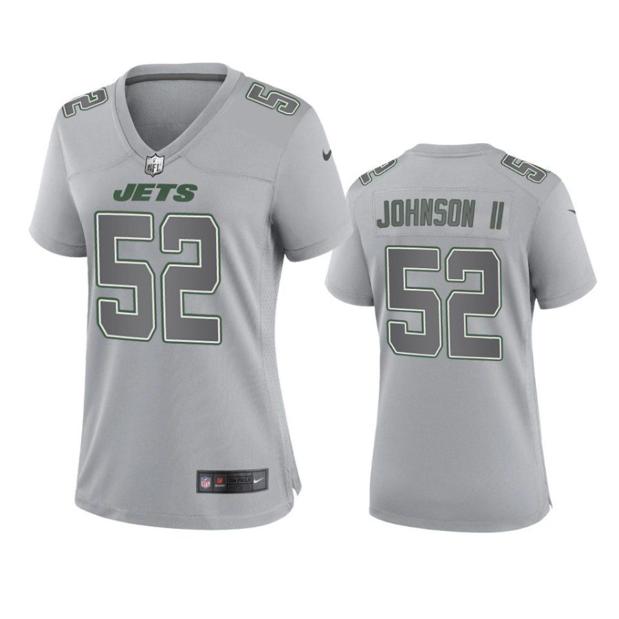 women jermaine johnson ii jets gray atmosphere fashion game jersey