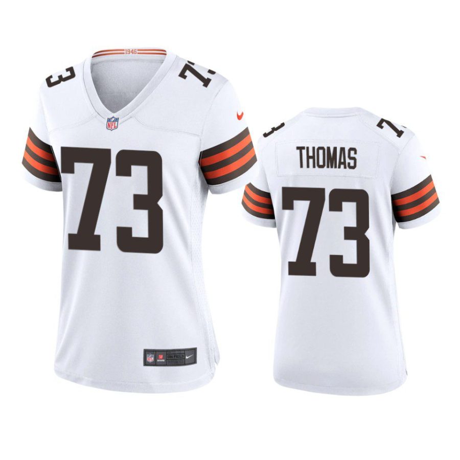 women joe thomas browns game white jersey