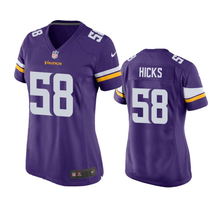 women jordan hicks vikings game purple jersey