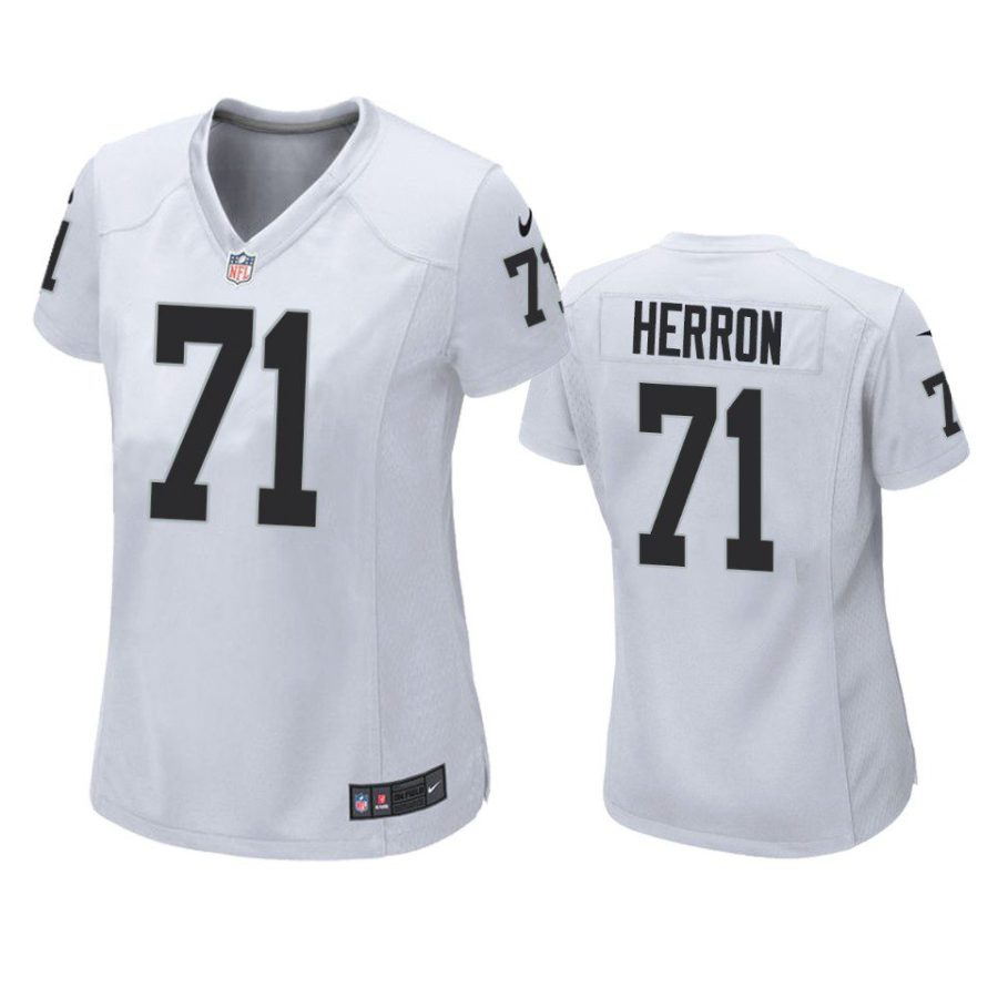 women justin herron raiders game white jersey