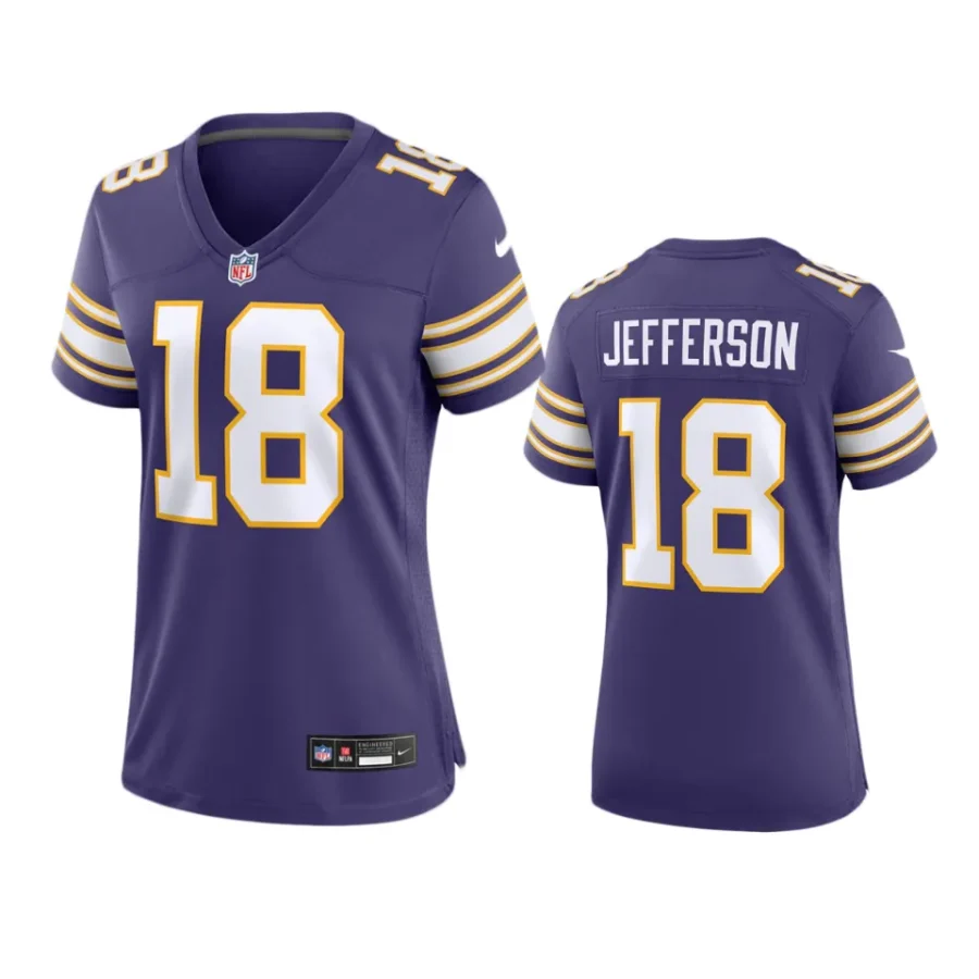 women justin jefferson vikings classic game purple jersey