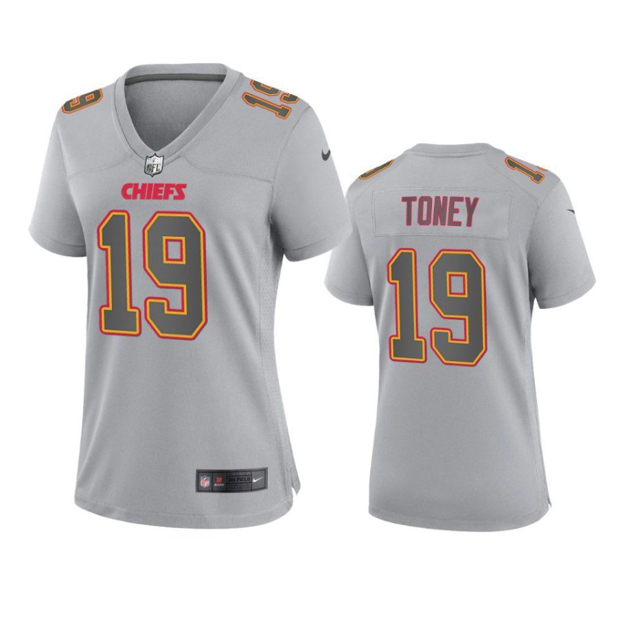 women kadarius toney chiefs gray atmosphere fashion game jersey