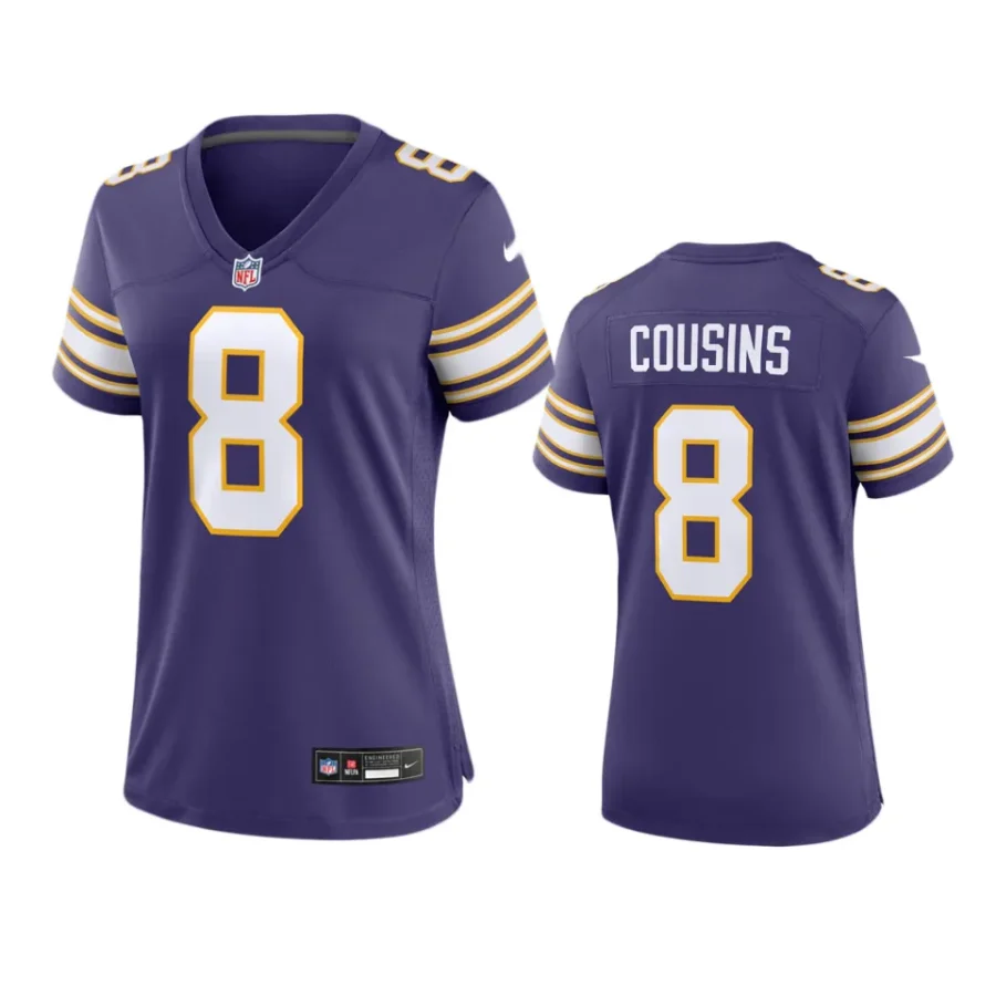 women kirk cousins vikings classic game purple jersey