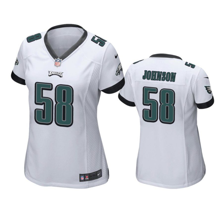 women kyron johnson eagles game white jersey