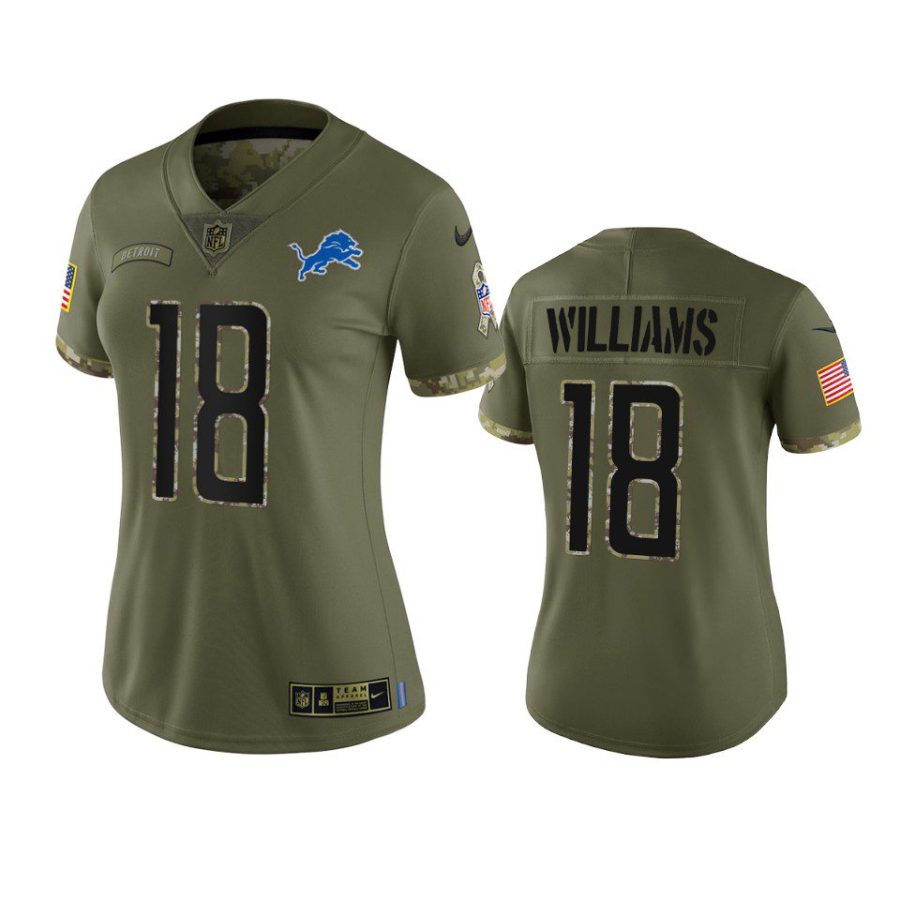 women lions jameson williams olive limited 2022 salute to service jersey