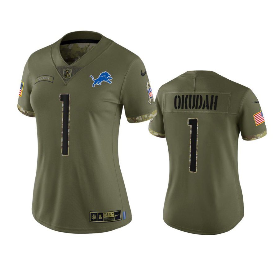 women lions jeff okudah olive limited 2022 salute to service jersey