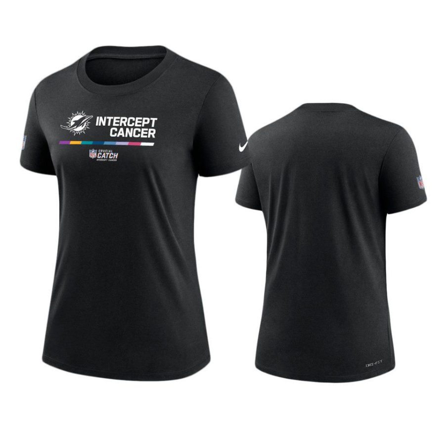 women miami dolphins black 2022 nfl crucial catch performance t shirt