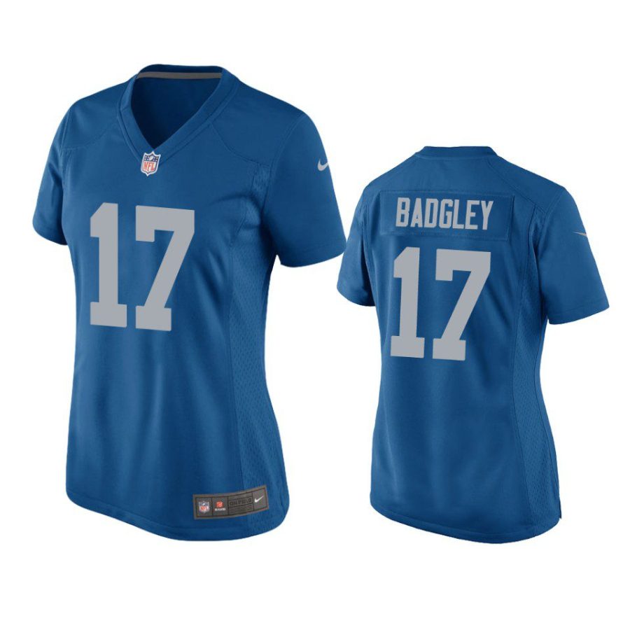 women michael badgley lions blue throwback game jersey