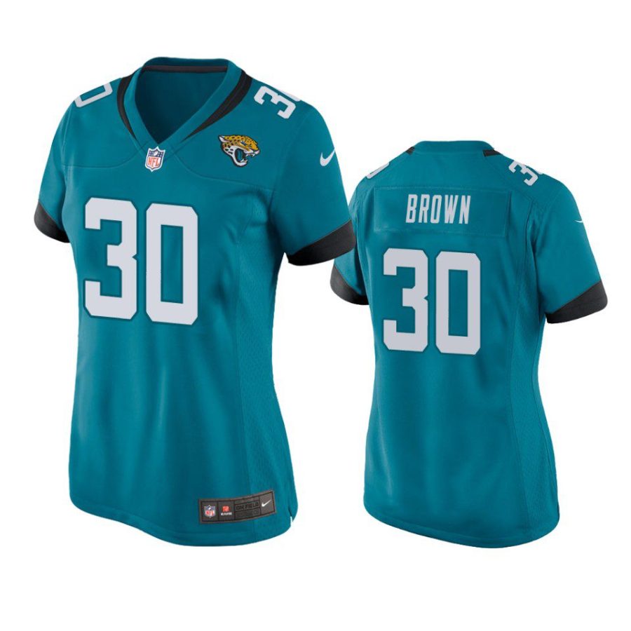 women montaric brown jaguars game teal jersey