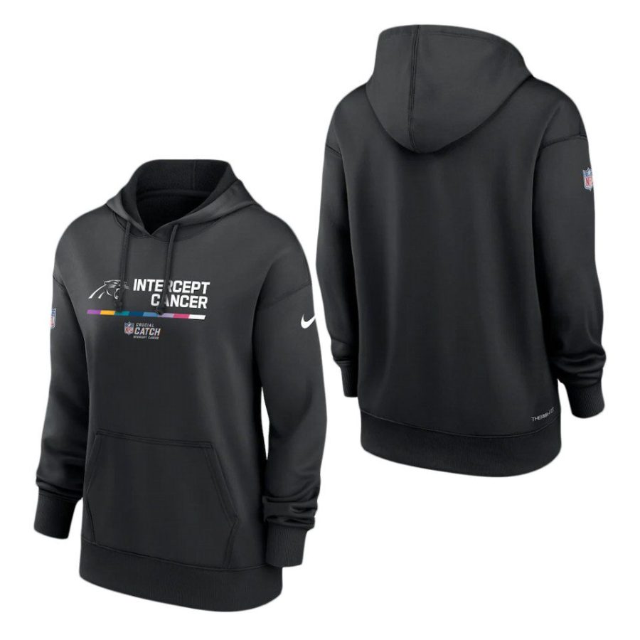 women panthers black 2022 nfl crucial catch therma pullover hoodie