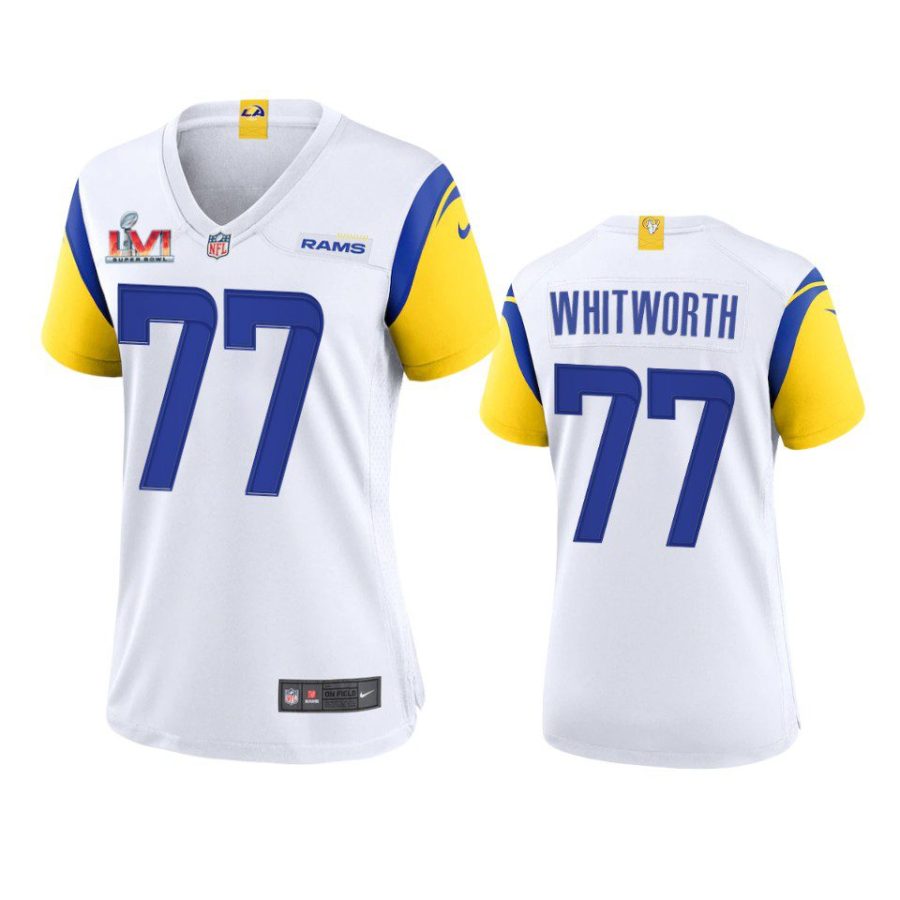 women rams andrew whitworth white super bowl lvi champions game jersey