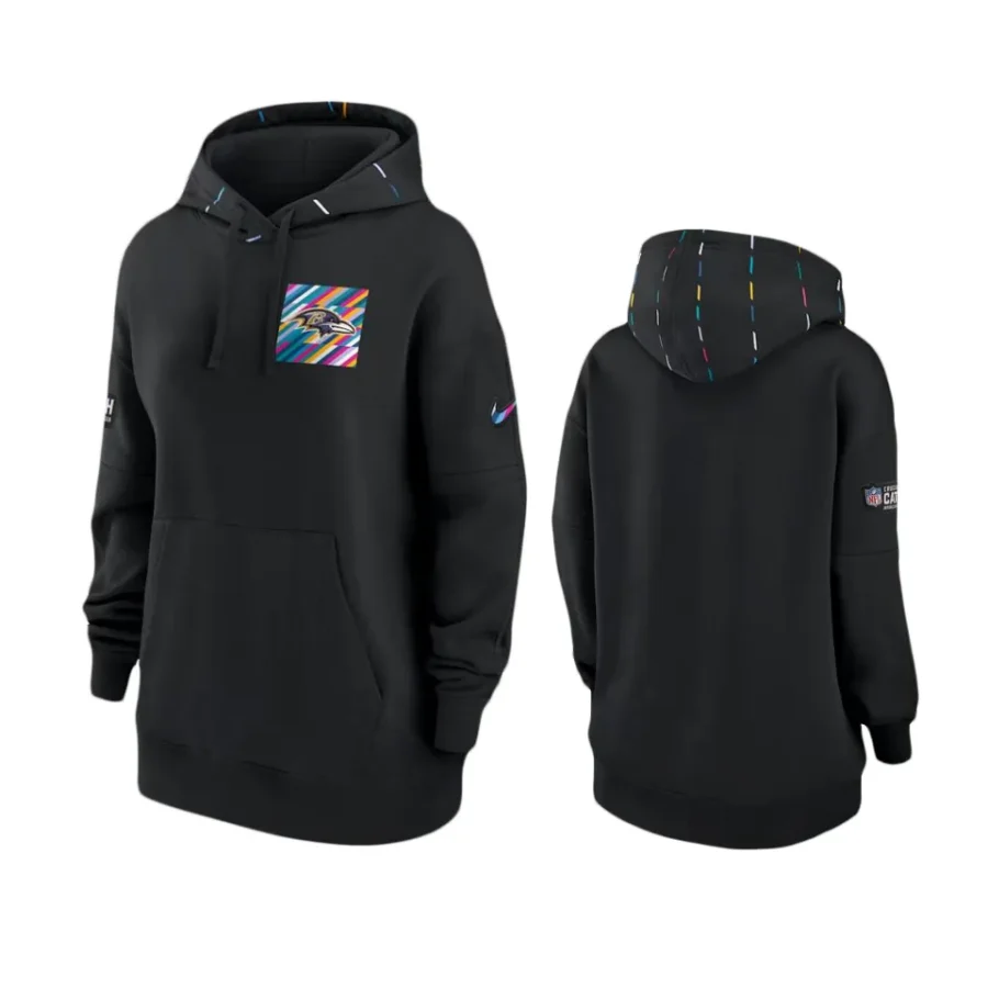 women ravens black 2023 nfl crucial catch club hoodie