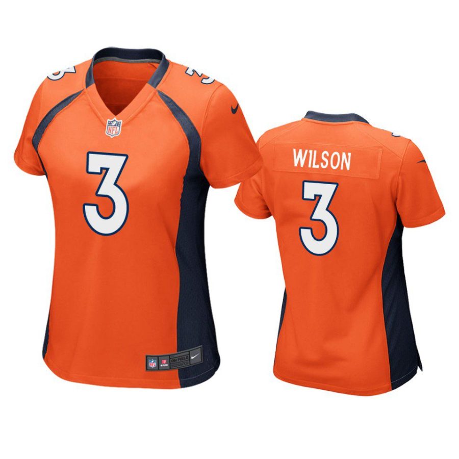 women russell wilson broncos game orange jersey