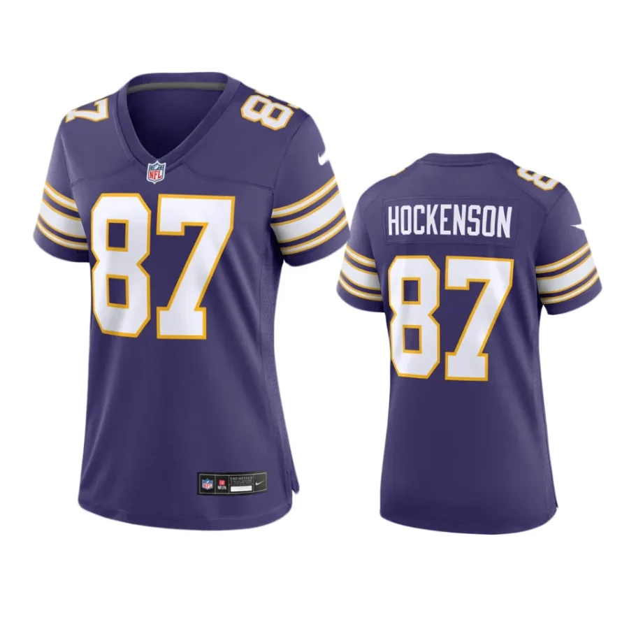 women t.j. hockenson vikings classic game purple jersey