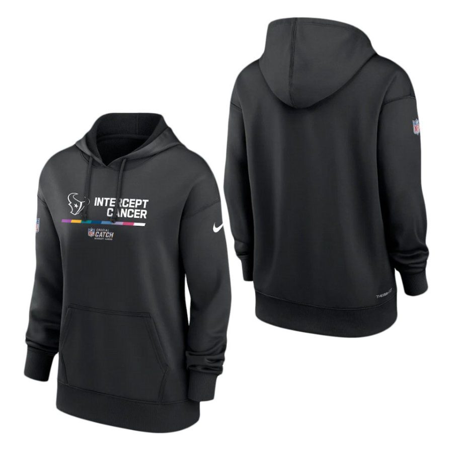 women texans black 2022 nfl crucial catch therma pullover hoodie