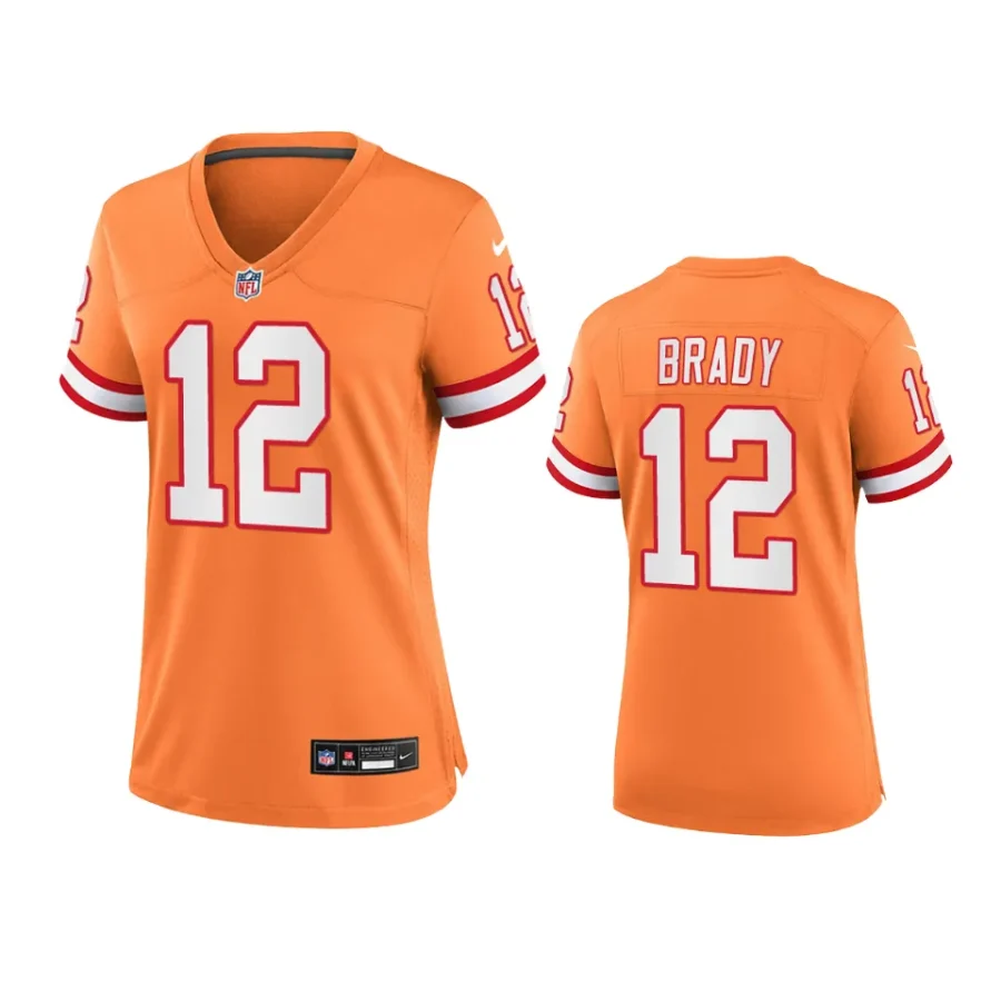 women tom brady buccaneers throwback game orange jersey