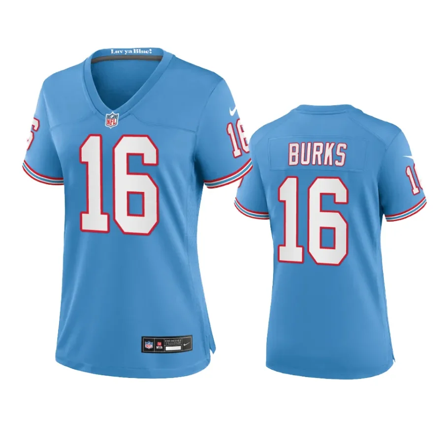 women treylon burks titans oilers throwback game light blue jersey