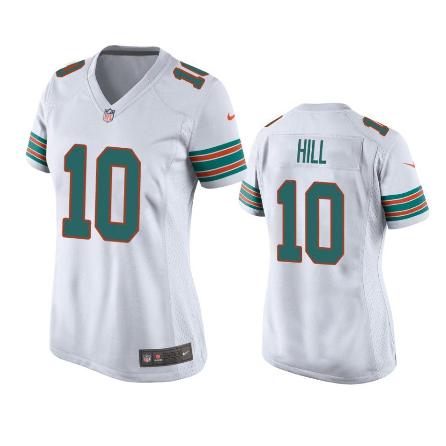 women tyreek hill dolphins throwback game white jersey