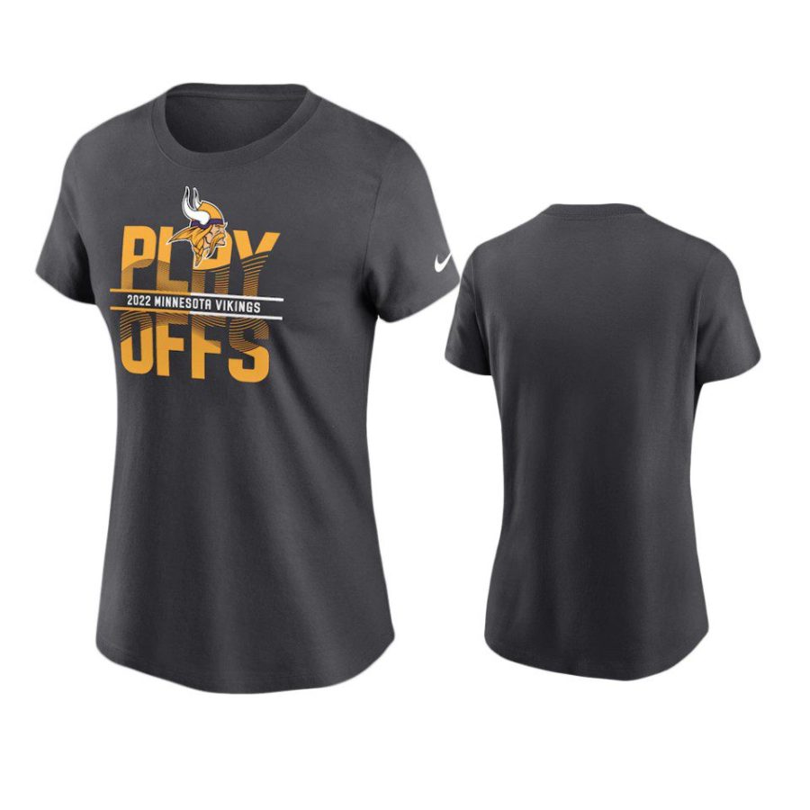 women vikings gray 2022 nfl playoffs t shirt