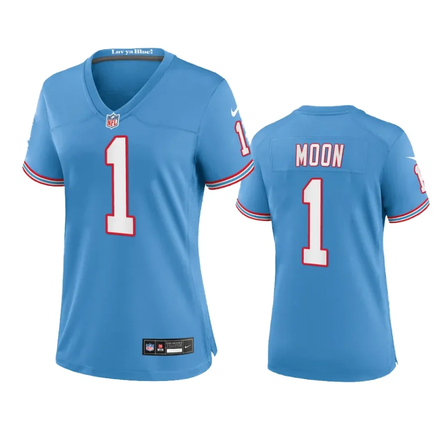 women warren moon titans oilers throwback game light blue jersey