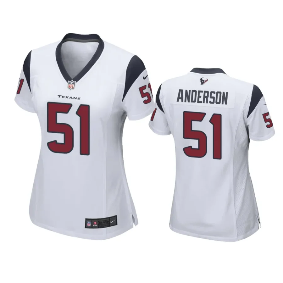 women will anderson texans white game jersey