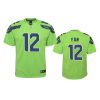 youth 12th fan seahawks green game jersey