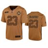 youth 49ers christian mccaffrey brown limited 2023 salute to service jersey