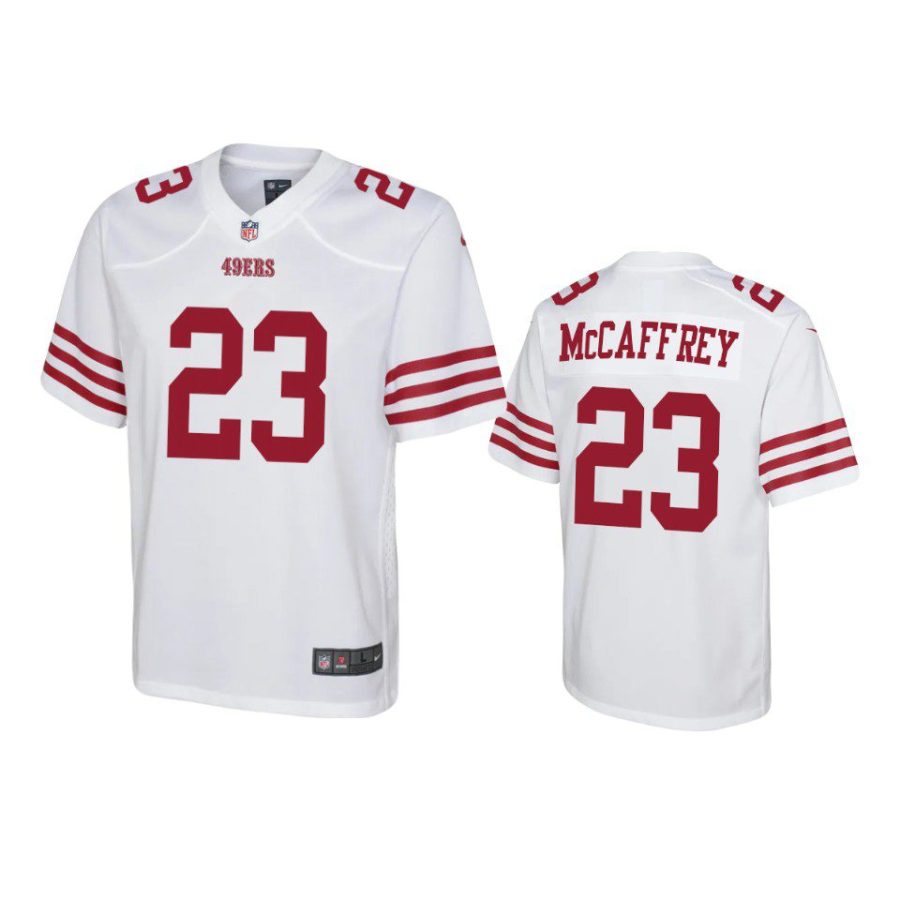 youth 49ers christian mccaffrey game white jersey