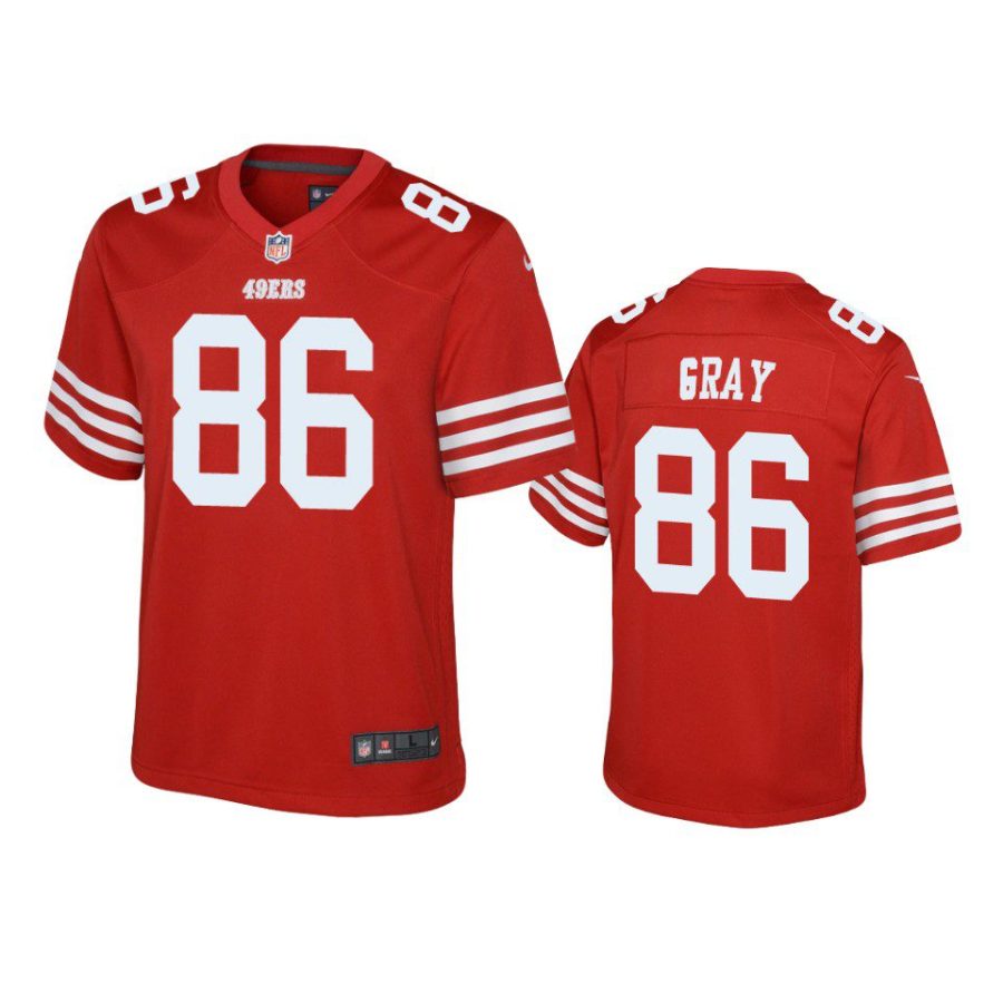 youth 49ers danny gray game scarlet jersey