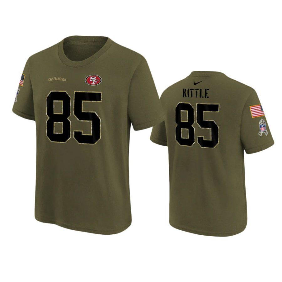 youth 49ers george kittle olive name number 2022 salute to service jersey