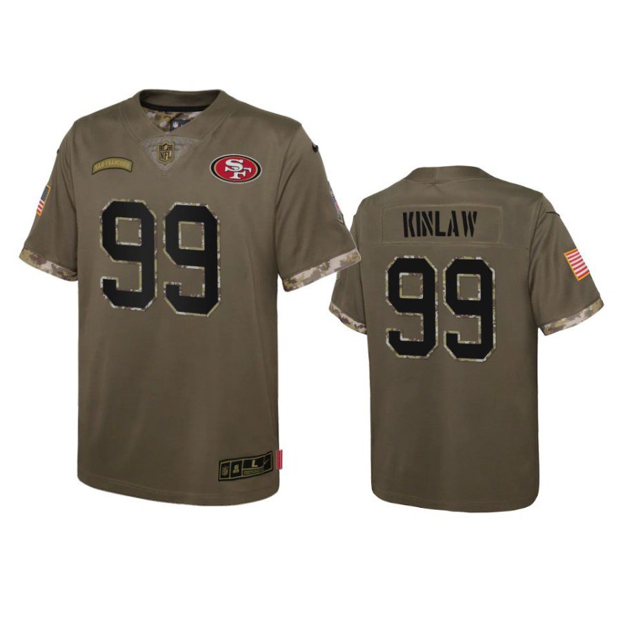 youth 49ers javon kinlaw olive limited 2022 salute to service jersey