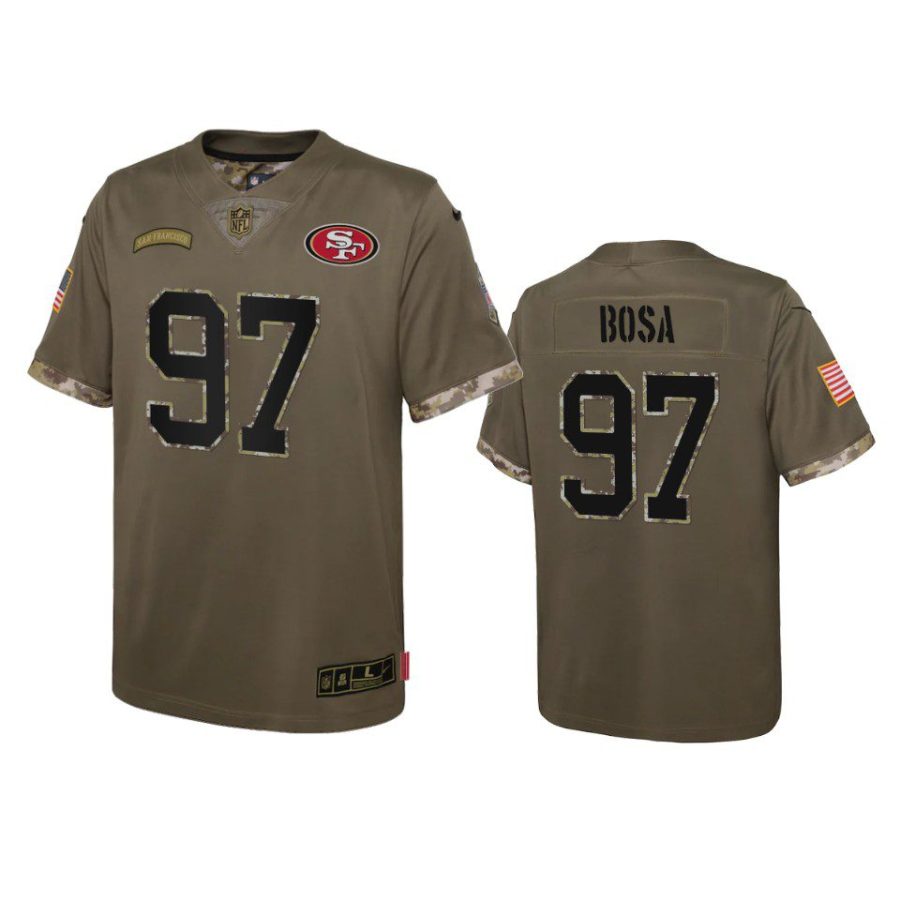 youth 49ers nick bosa olive limited 2022 salute to service jersey