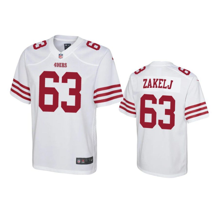 youth 49ers nick zakelj game white jersey