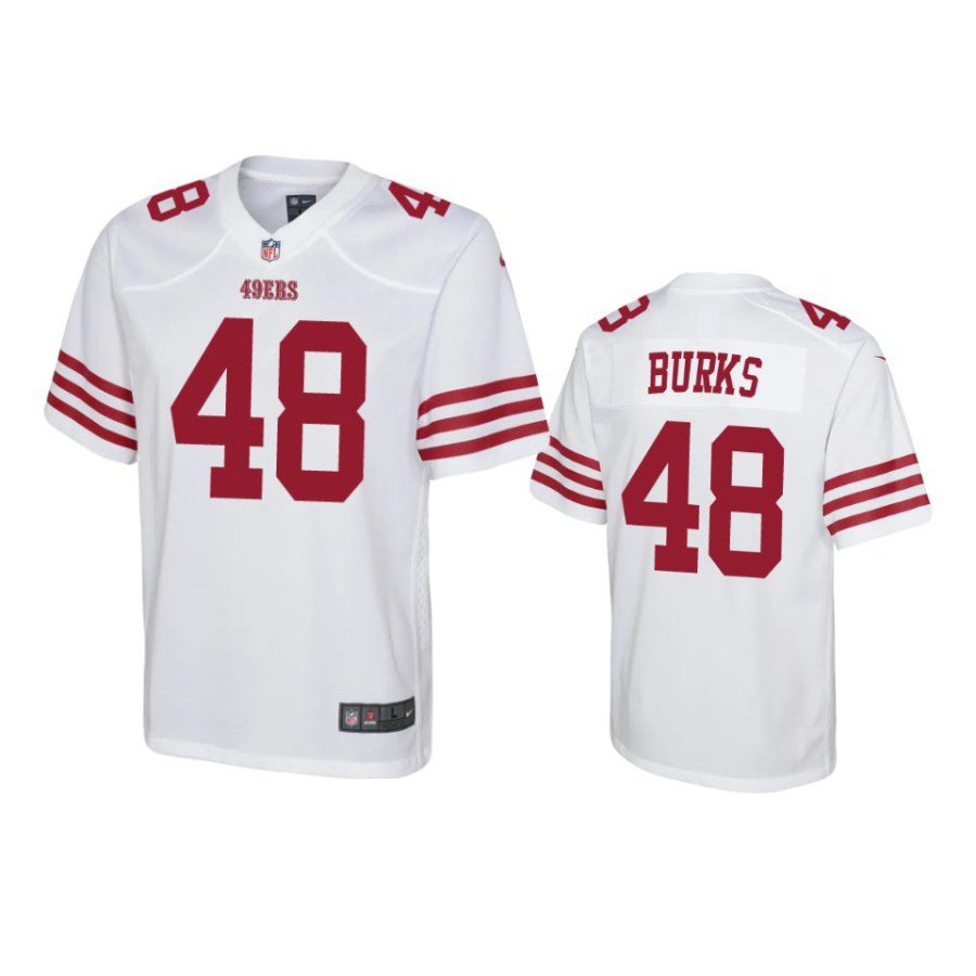 youth 49ers oren burks game white jersey