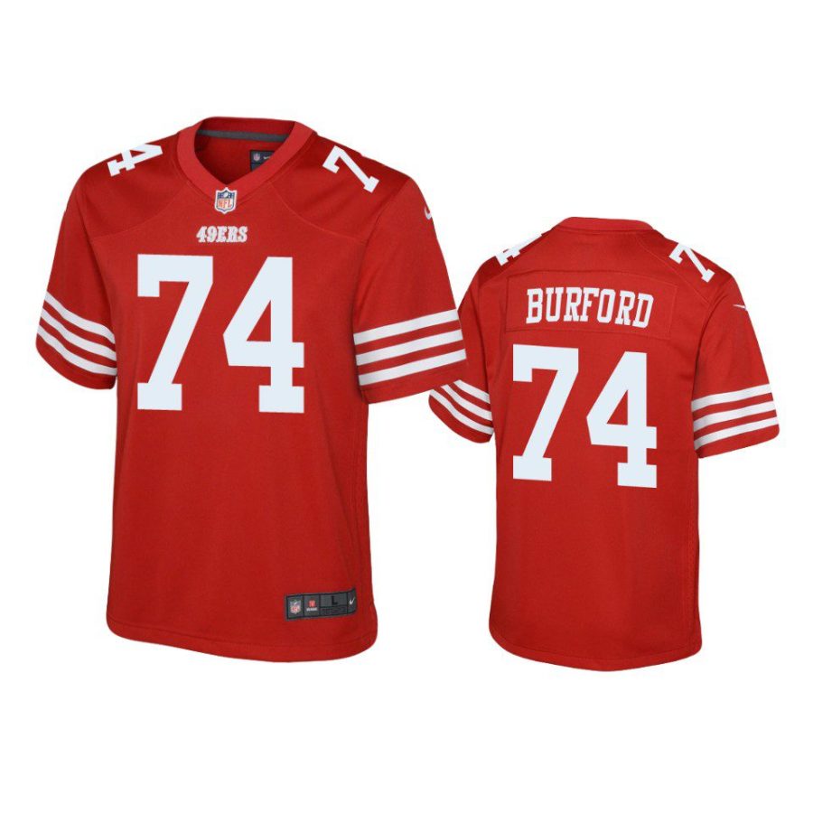 youth 49ers spencer burford game scarlet jersey