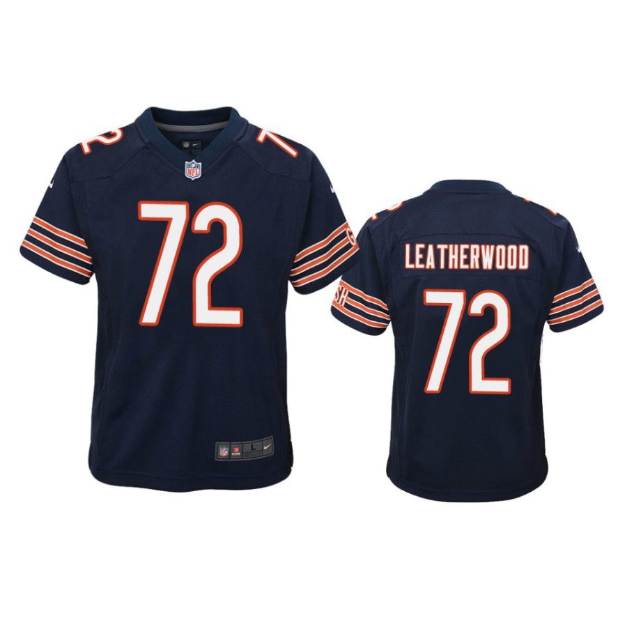 youth bears alex leatherwood game navy jersey