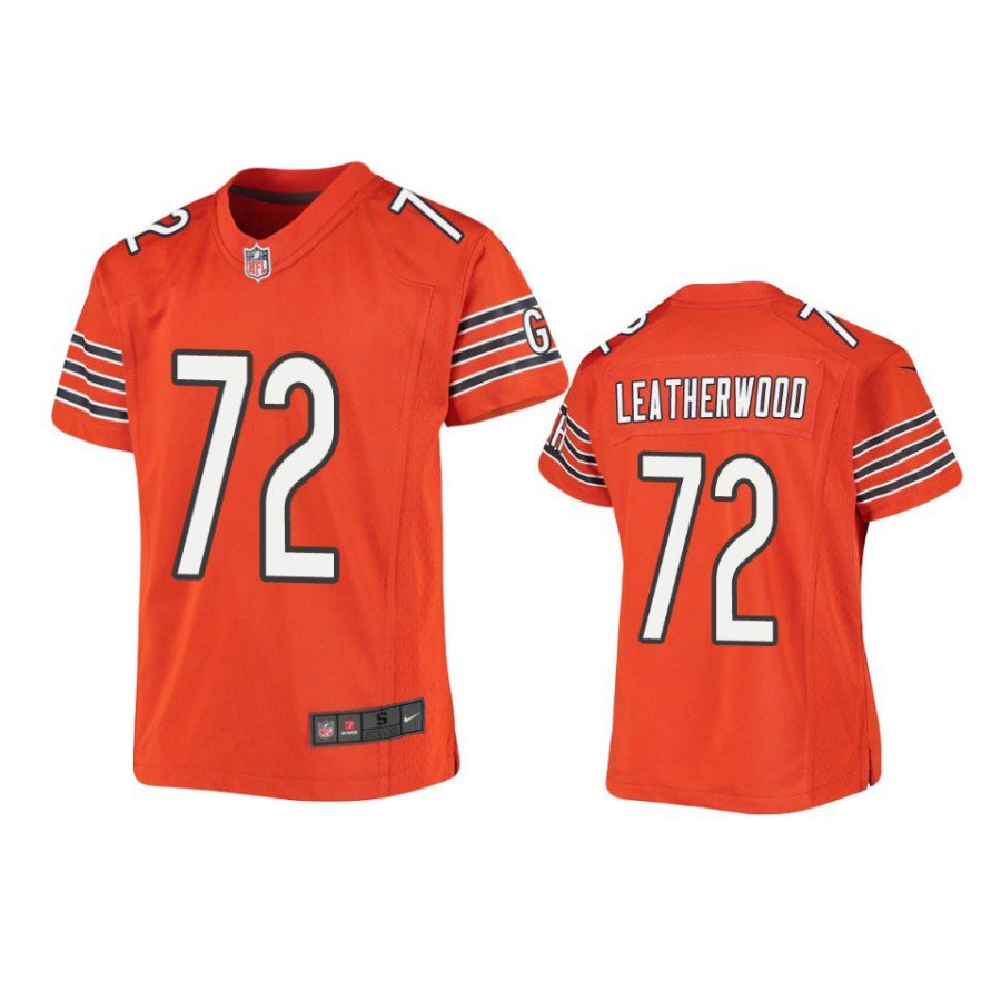 youth bears alex leatherwood game orange jersey