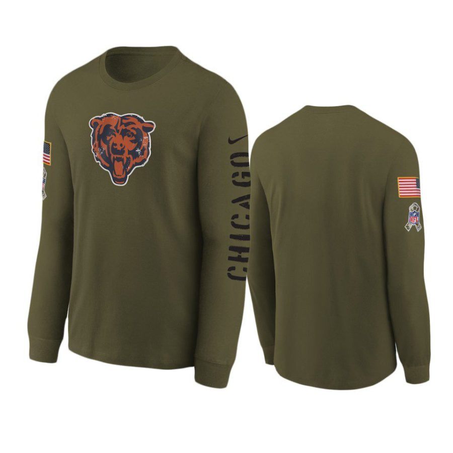 youth bears olive team logo long sleeve 2022 salute to service jersey