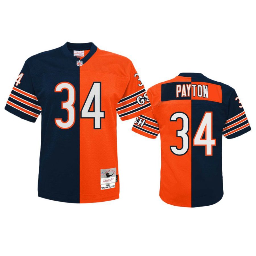 youth bears walter payton navy orange split legacy replica jersey