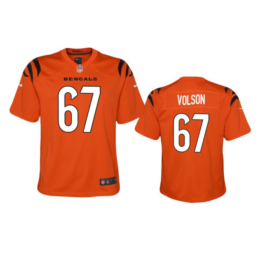 youth bengals cordell volson game orange jersey