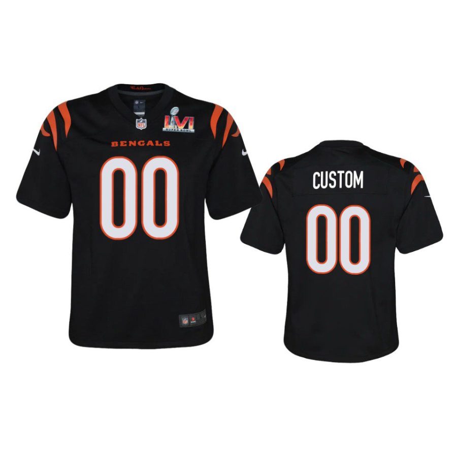 youth bengals custom black game super bowl lvi jersey