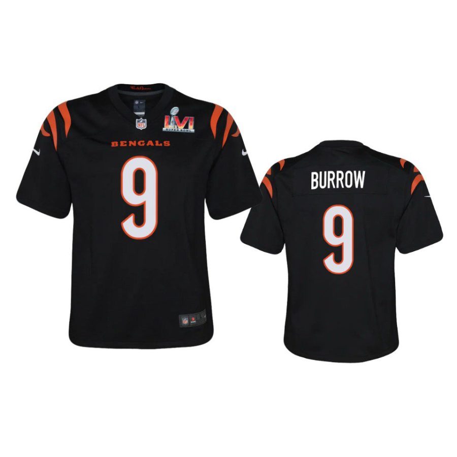 youth bengals joe burrow black game super bowl lvi jersey 0a