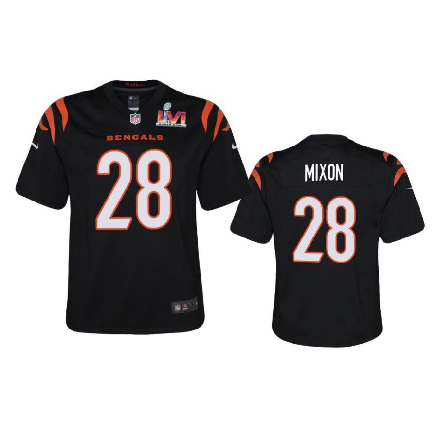 youth bengals joe mixon black game super bowl lvi jersey