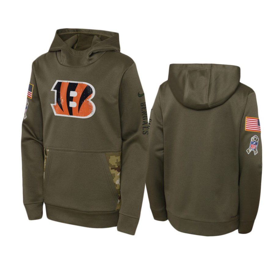 youth bengals olive 2022 salute to service hoodie