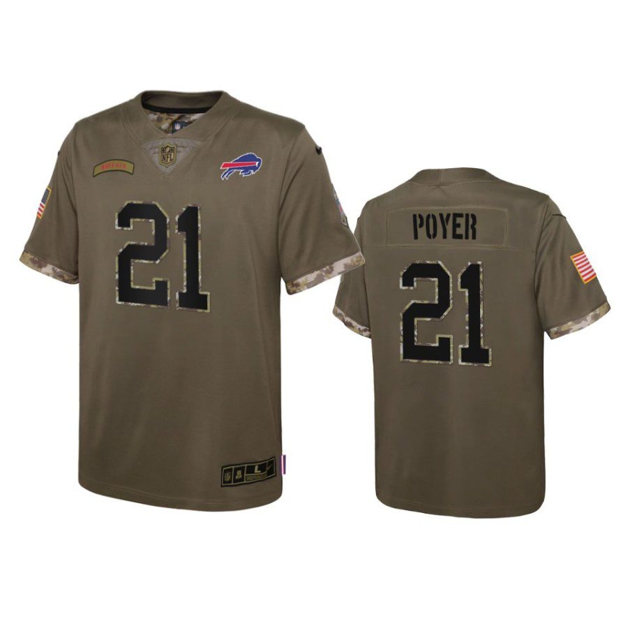 youth bills jordan poyer olive limited 2022 salute to service jersey