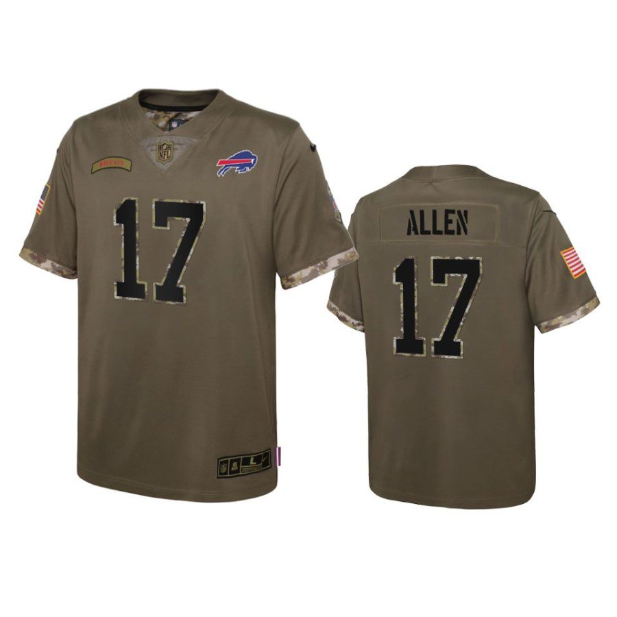 youth bills josh allen olive limited 2022 salute to service jersey