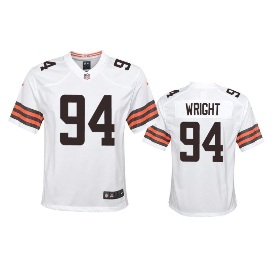 youth browns alex wright game white jersey