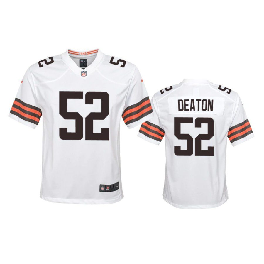 youth browns dawson deaton game white jersey