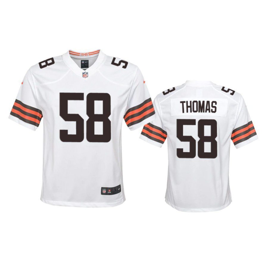 youth browns isaiah thomas game white jersey