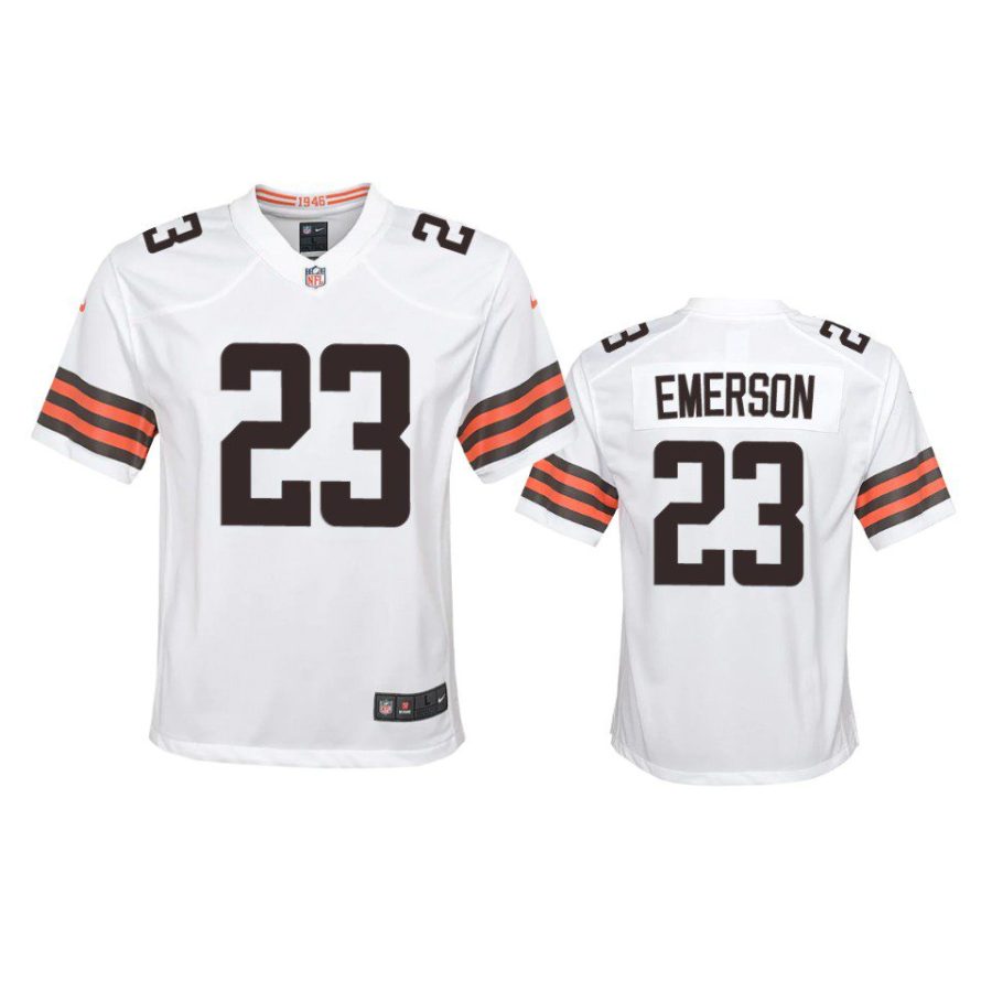 youth browns martin emerson game white jersey